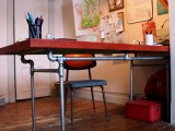 Diy Desk Of Salvaged Door And Pipes
