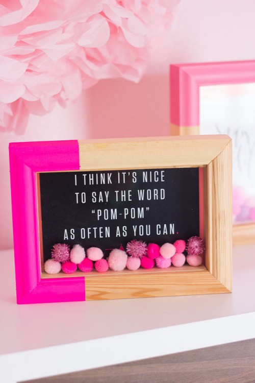dipped pompom shadow boxes