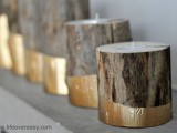 gold dipped log candleholders