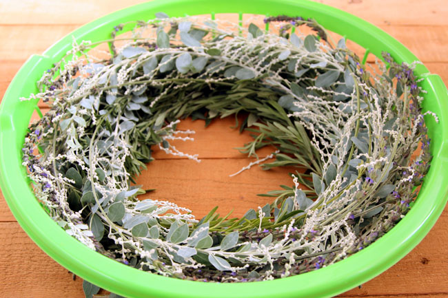 Picture Of diy dollar store wreath with natural flowers and greenery  7