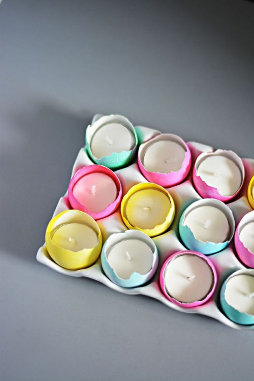 Diy Eggshell Tealight Candle Centerpiece For Easter Decor
