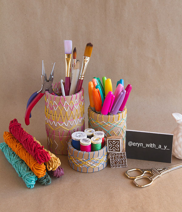 embroidered pencil holders