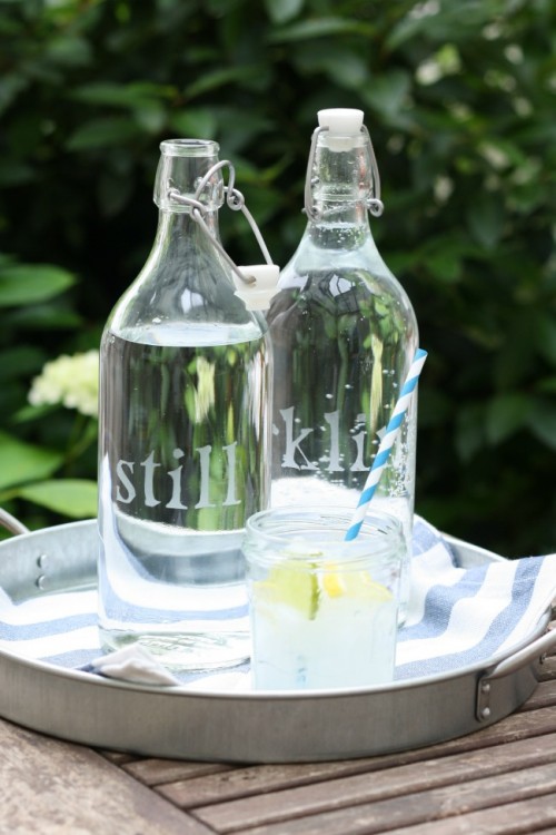 DIY Etched Glass Water Bottles