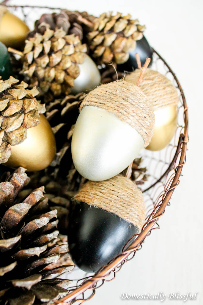 Diy fall acorns with pinecones and twine  1