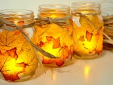 leaf mason jar candleholders