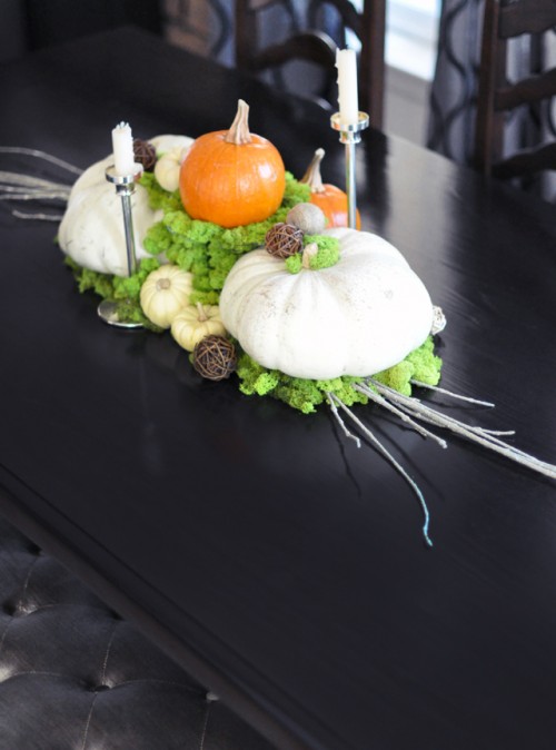 pumpkin and moss centerpiece (via lovemaegan)