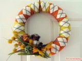 yarn and faux gourd wreath