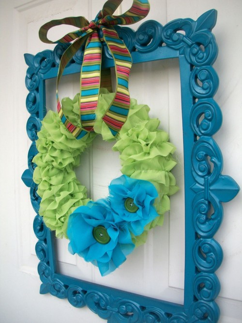 Diy Framed Fabric Spring Wreath