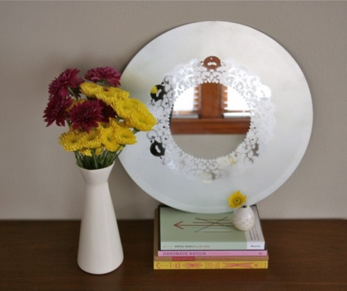 Diy Frosted Glass Doily Mirror