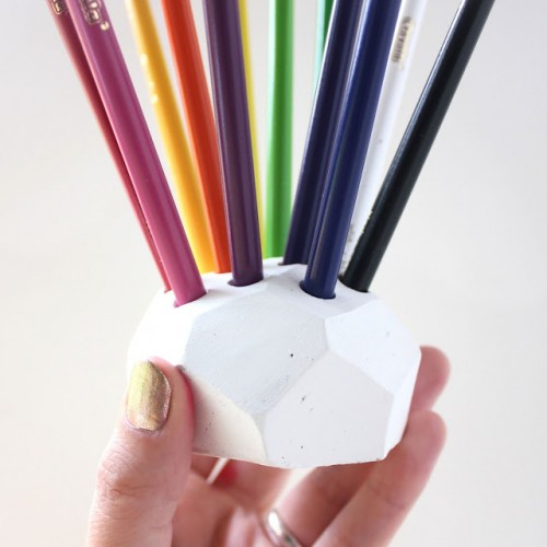 DIY Geometric Colored Pencil Holder