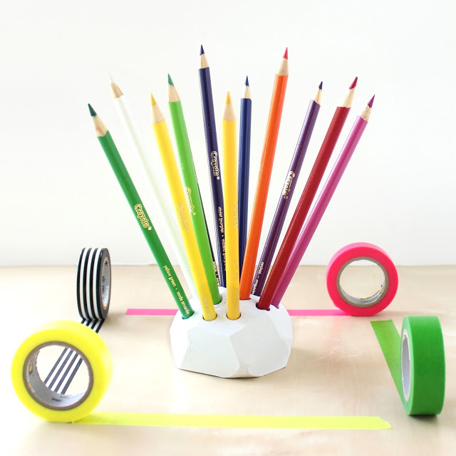 Diy geometric colored pencil holder  4