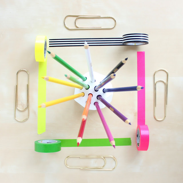 Picture Of diy geometric colored pencil holder  6