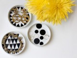 geo jewelry dishes with contact paper