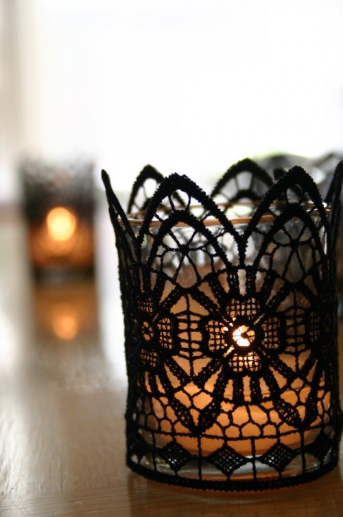 Diy Ghotic Lace Candles