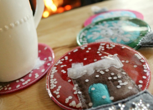 Diy Gingerbread House Snow Globe Coasters