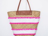 Diy Glam Beach Tote With Pompoms