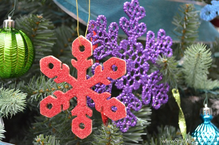 glitter snowflake wooden ornament