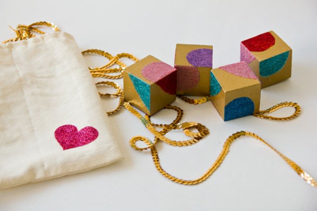 Diy Glitter Wooden Block Valentine Puzzles