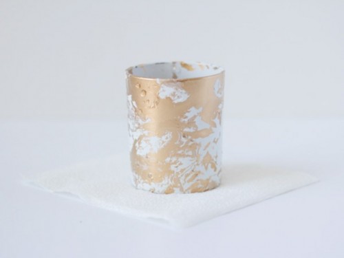 Diy Gold Marbled Pencil Cup
