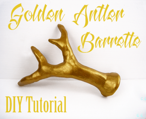 DIY Golden Antler Hair Barrette