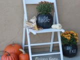 chalkboard Halloween planter