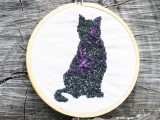 Halloween embroidered black cat