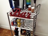 bar cart decorated with a shelf liner