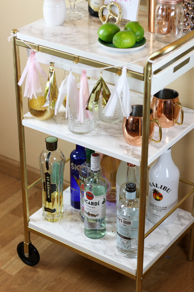 Picture Of diy ikea hack gold and marble bar cart  2