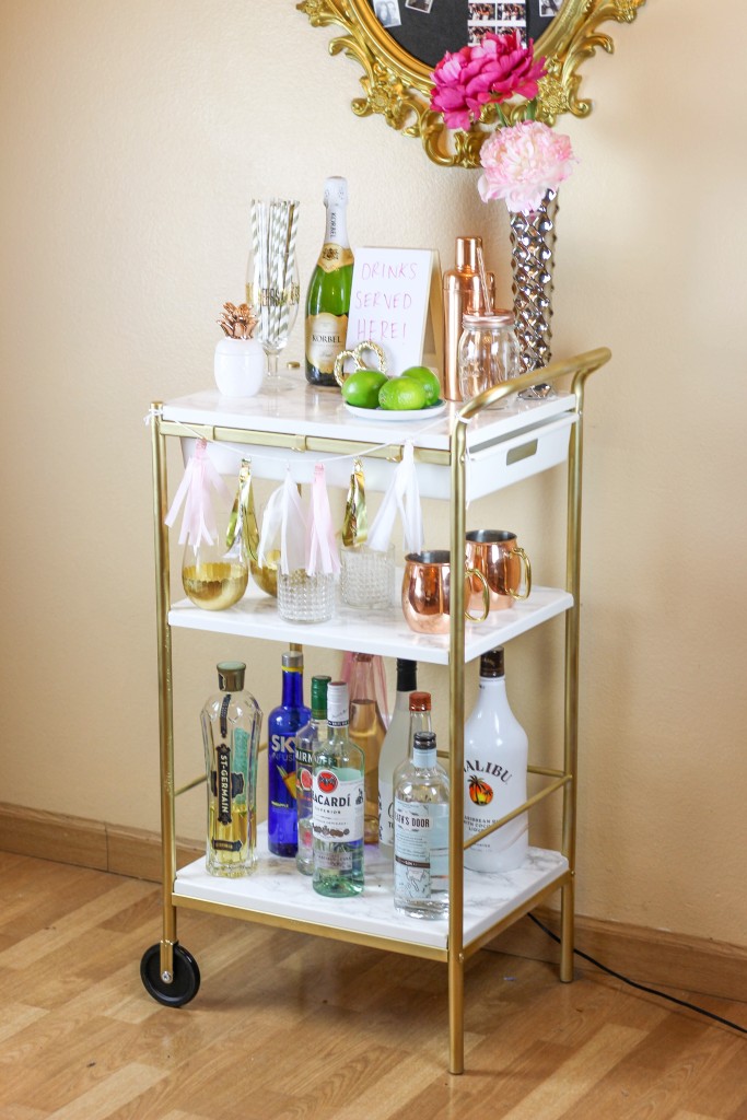 Picture Of diy ikea hack gold and marble bar cart  5