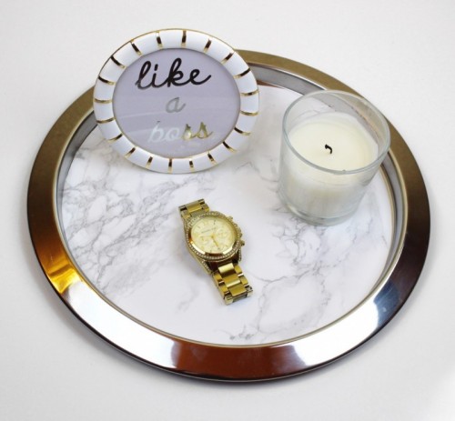 DIY IKEA Hack: Marble Tray From A Candle Dish