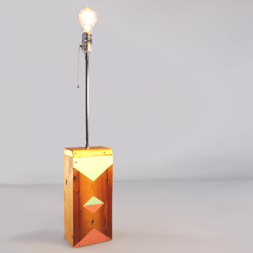 Diy Industrial Lamp With A Geometric Painted Wooden Base