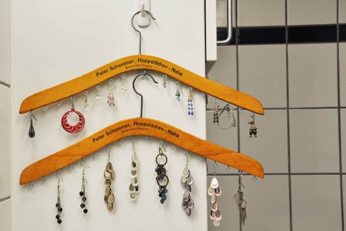 DIY Jewelry Organizers Of Re-Purposed Wooden Clothes Hangers