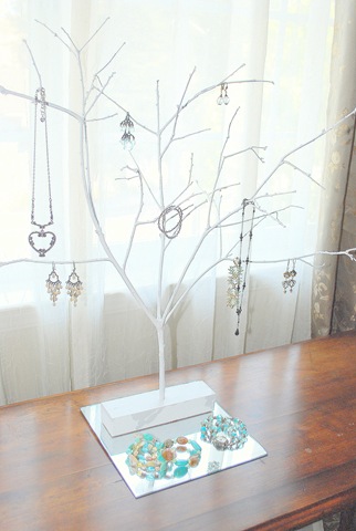 DIY White Jewelry Tree Holder