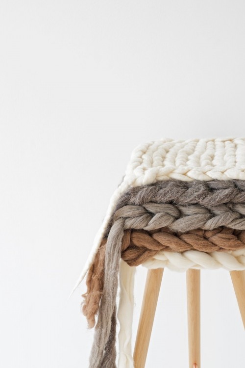 DIY Knit And Felt Seat Pad From Unspun Wool