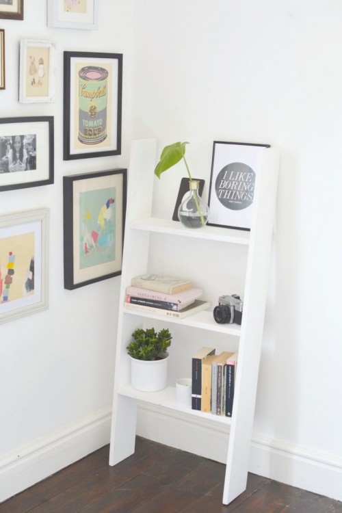 DIY Ladder Shelf Perfect For Small Spaces