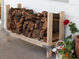 wood and metal log holder