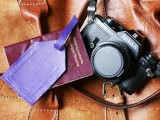 colorful leather luggage tag