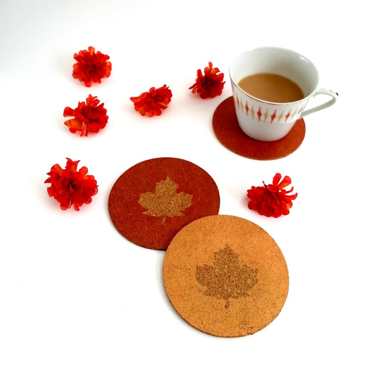 Picture Of diy maple leaf cork coasters  1