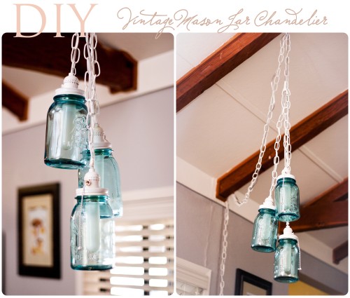 vintage mason jar chandelier (via shelterness)