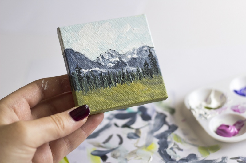Diy mini mountain paintings for easy home decor  6
