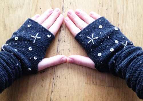 Diy Mittens With Star Space Pattern