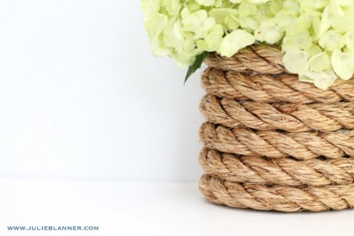 Diy Nautical Vase Decorated With Thick Rope
