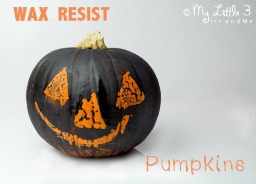 wax resist pumpkins (via mylittle3andme)