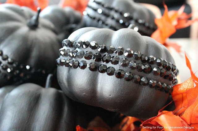 black glam glitter pumpkins