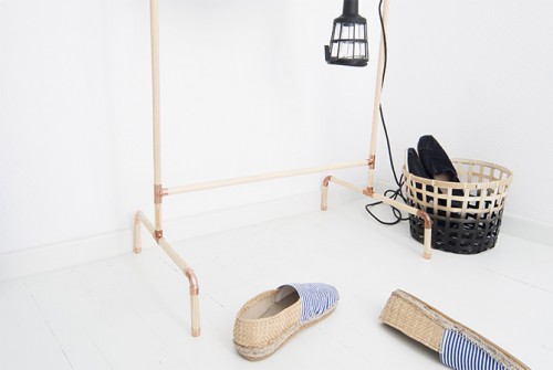 DIY Nordic Inspired Copper And Wood Clothing Rack