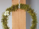 spring moss wreath with flowers