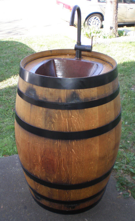 DIY Outdoor Sink Of An Old Wine Barrel