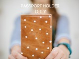 polka dor leather passport holder