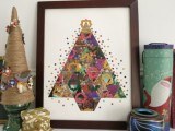 patchwork Christmas tree art