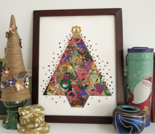 patchwork Christmas tree art (via purl3agony)